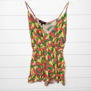 SOLD~ASOS Banana Print V-Neck Ruffle Romper